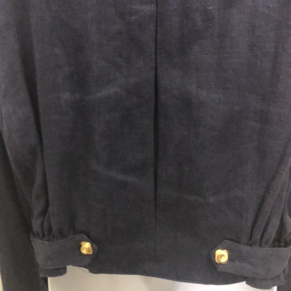 CACHÉ 💯% LINEN NAVY BLUE JACKET • GOLD BUTTONS • RHINESTONE TRIM • Sz L - Picture 9 of 15